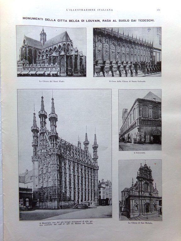 L'illustrazione Italiana 6 Settembre 1914 WW1 Louvain Papa Benedetto XV …