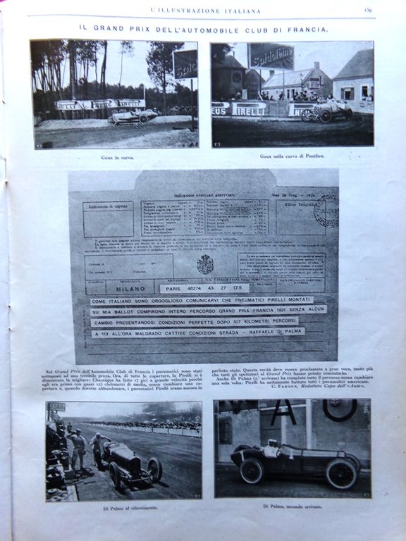 L'Illustrazione Italiana 7 Agosto 1921 Morte Enrico Caruso Martini Firenze … | Immagine Gallery 2