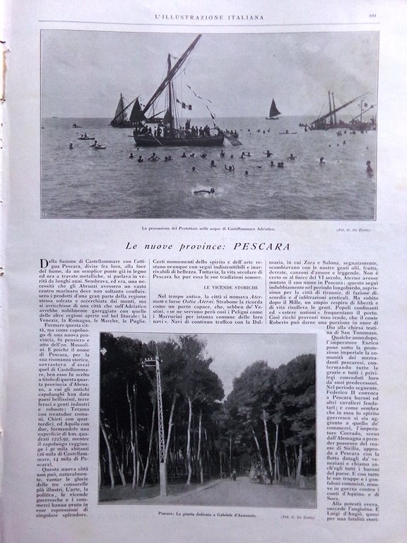 L'Illustrazione Italiana 7 Agosto 1927 Provincia di Pescara Fuad Foresta …