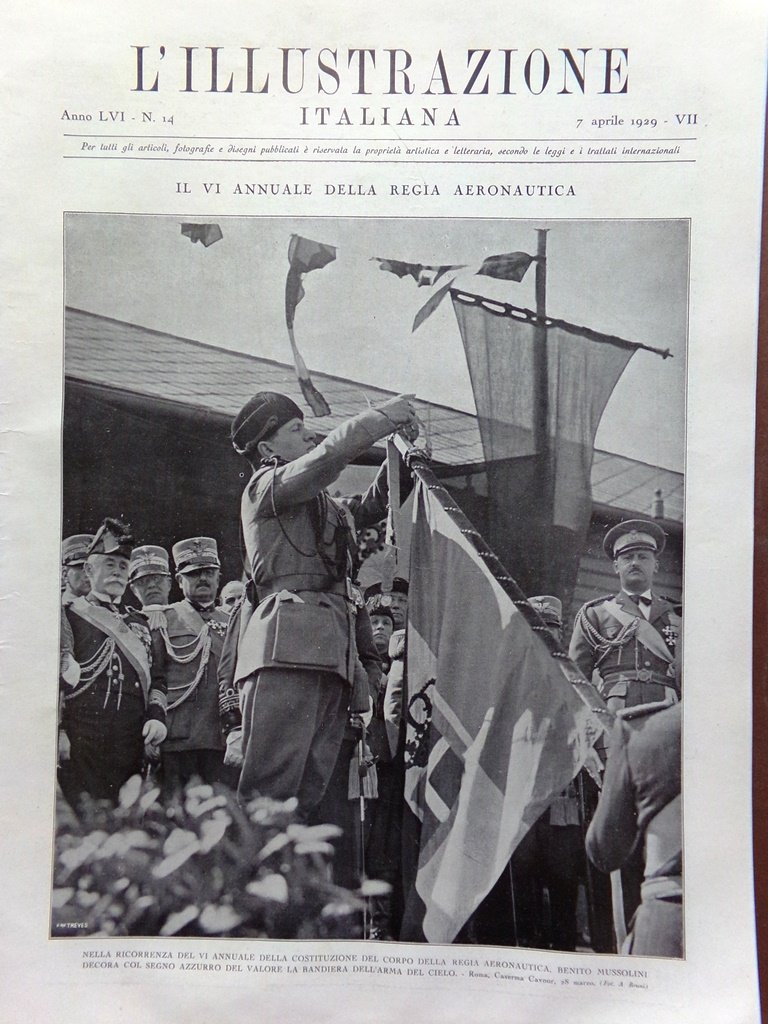 L'Illustrazione Italiana 7 Aprile 1929 Aeronautica Novecento Foch Nemi Arnaldi