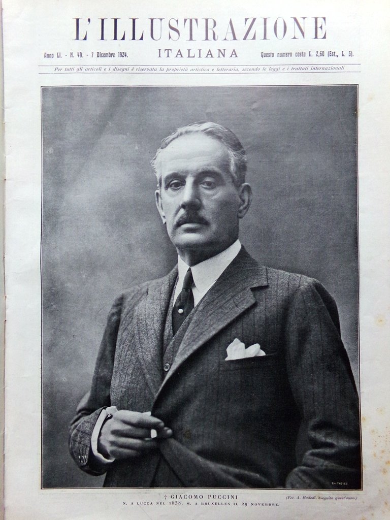 L'Illustrazione Italiana 7 Dicembre 1924 Morte Giacomo Puccini Università Milano | Immagine principale