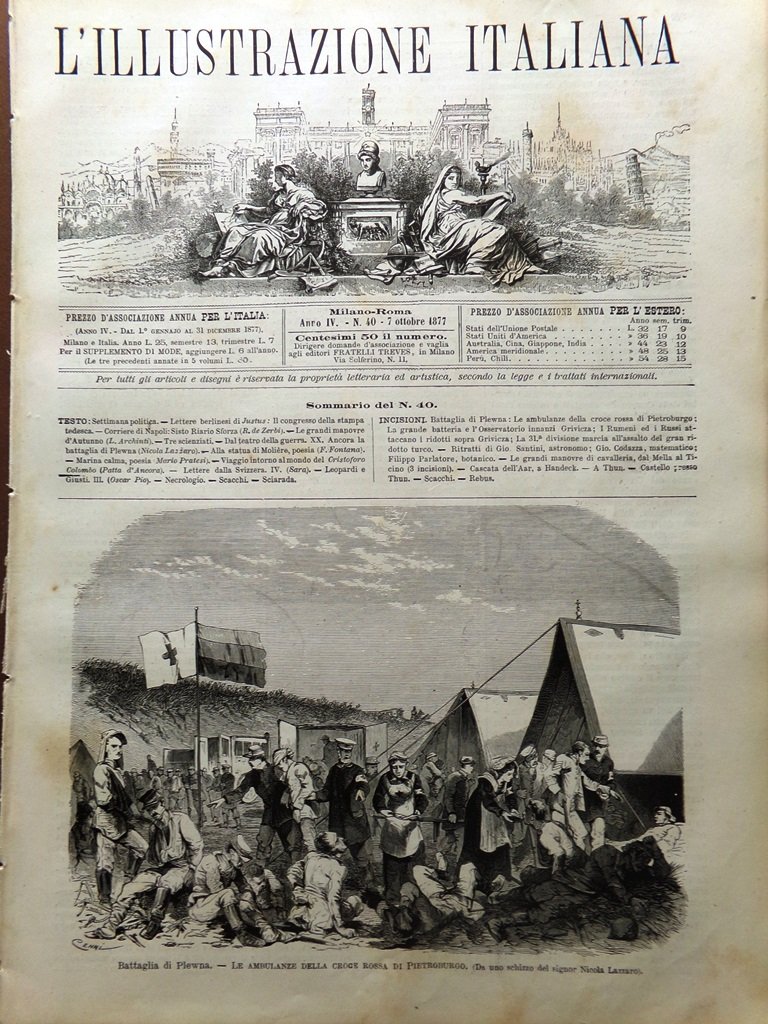 L'Illustrazione Italiana 7 Ottobre 1877 Battaglia di Plevna Thun Santini …