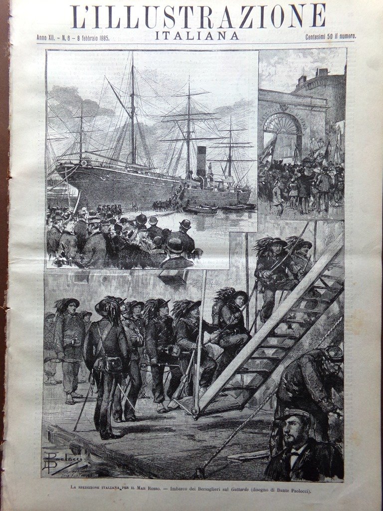 L'Illustrazione Italiana 8 Febbraio 1885 Asbjørnsen Mar Rosso Franzoj in …