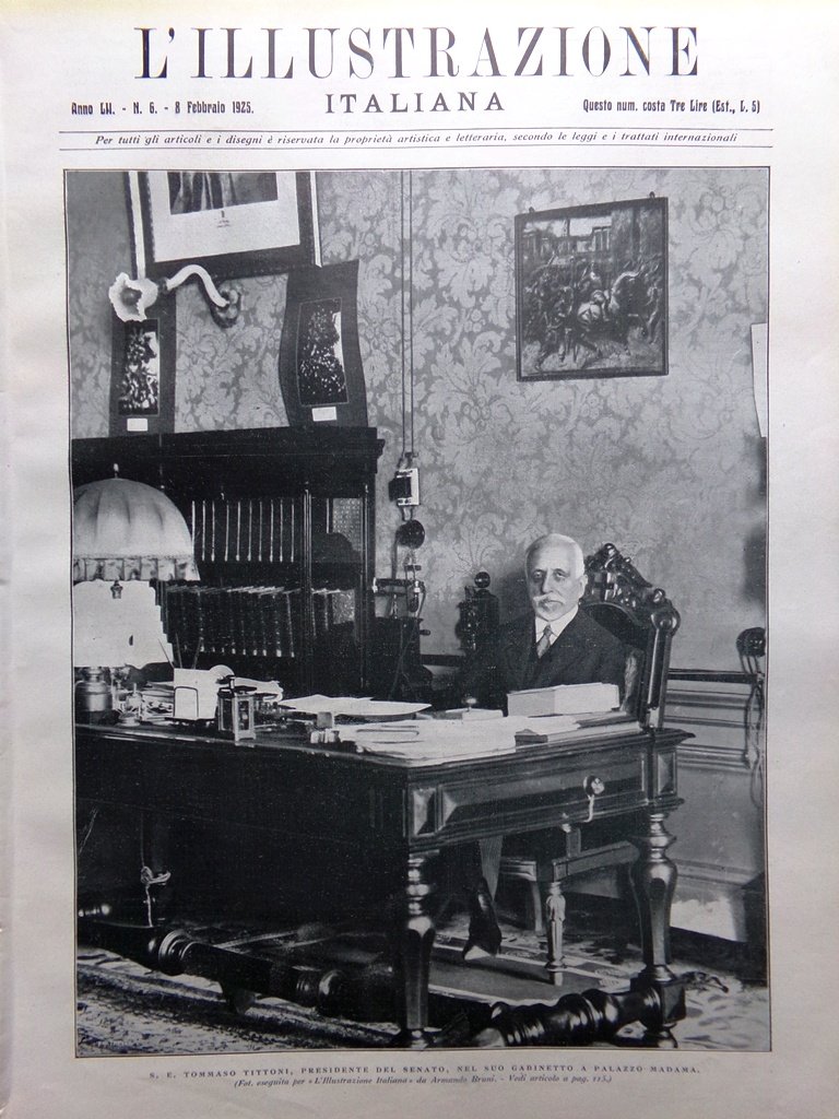 L'Illustrazione Italiana 8 Febbraio 1925 Senato Teatro di Vicenza Tagore … | Immagine principale