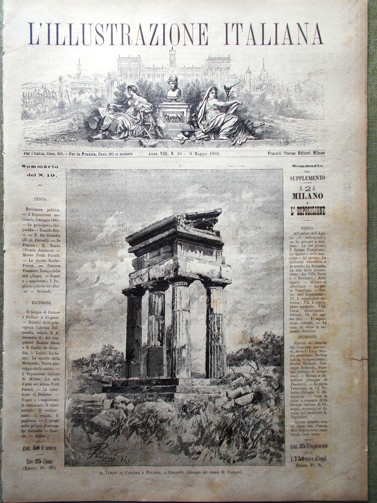 L'Illustrazione Italiana 8 Maggio 1881 Cattedrale di Palermo Gottardo Agrigento