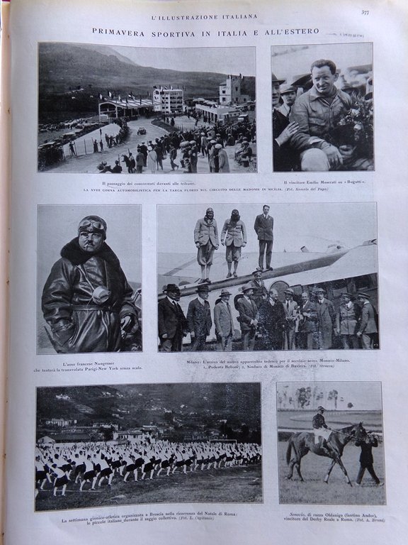 L'Illustrazione Italiana 8 Maggio 1927 Bellanca Balbo Maserati Florio Del …