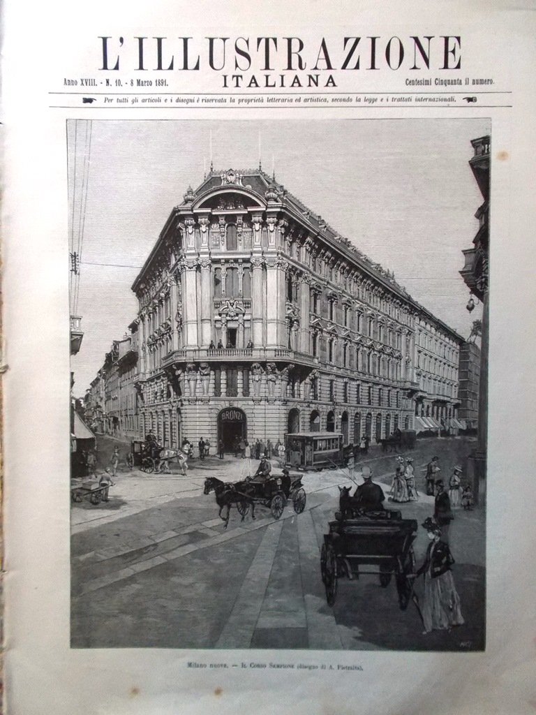 L'Illustrazione Italiana 8 Marzo 1891 Sempione Milano Serpotta Viaggi in …