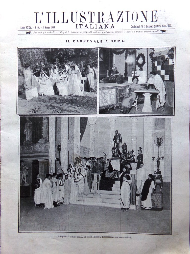L'Illustrazione Italiana 8 Marzo 1908 Carnevale Portogallo Libro Eritrea Desaix | Immagine principale