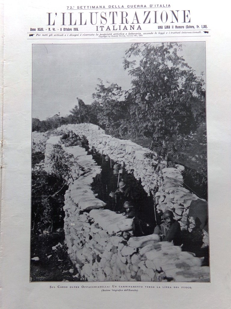 L'illustrazione Italiana 8 Ottobre 1916 WW1 Leda D'Annunzio Gorizia Barzini …