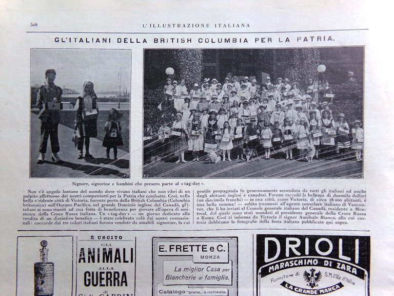 L'illustrazione Italiana 8 Ottobre 1916 WW1 Leda D'Annunzio Gorizia Barzini …