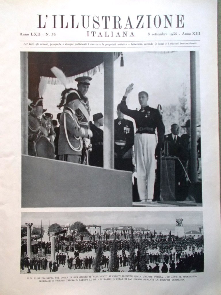 L'Illustrazione Italiana 8 Settembre 1935 Funerali Astrid Garbo Nuvolari Adige