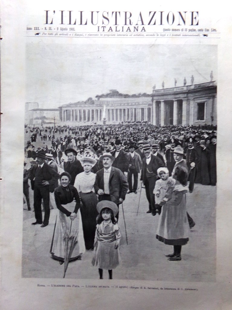 L'Illustrazione Italiana 9 Agosto 1903 Conclave Elezione Papa Pio X …