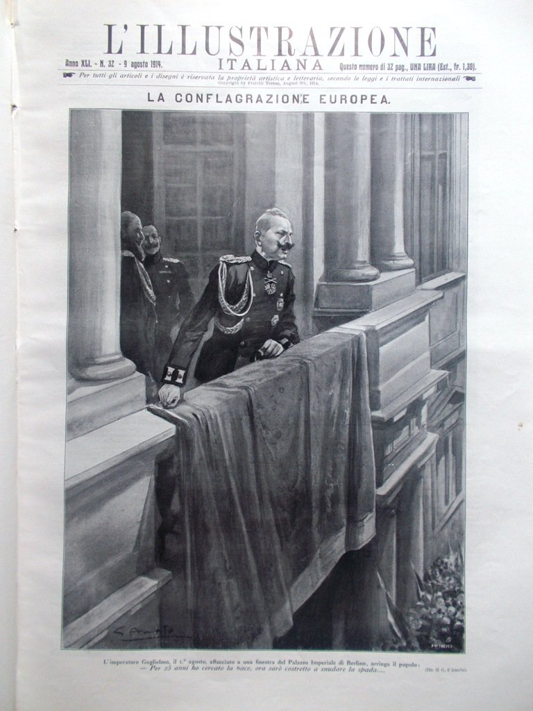 L'illustrazione Italiana 9 Agosto 1914 WW1 Europa Belgio Germania Russia …