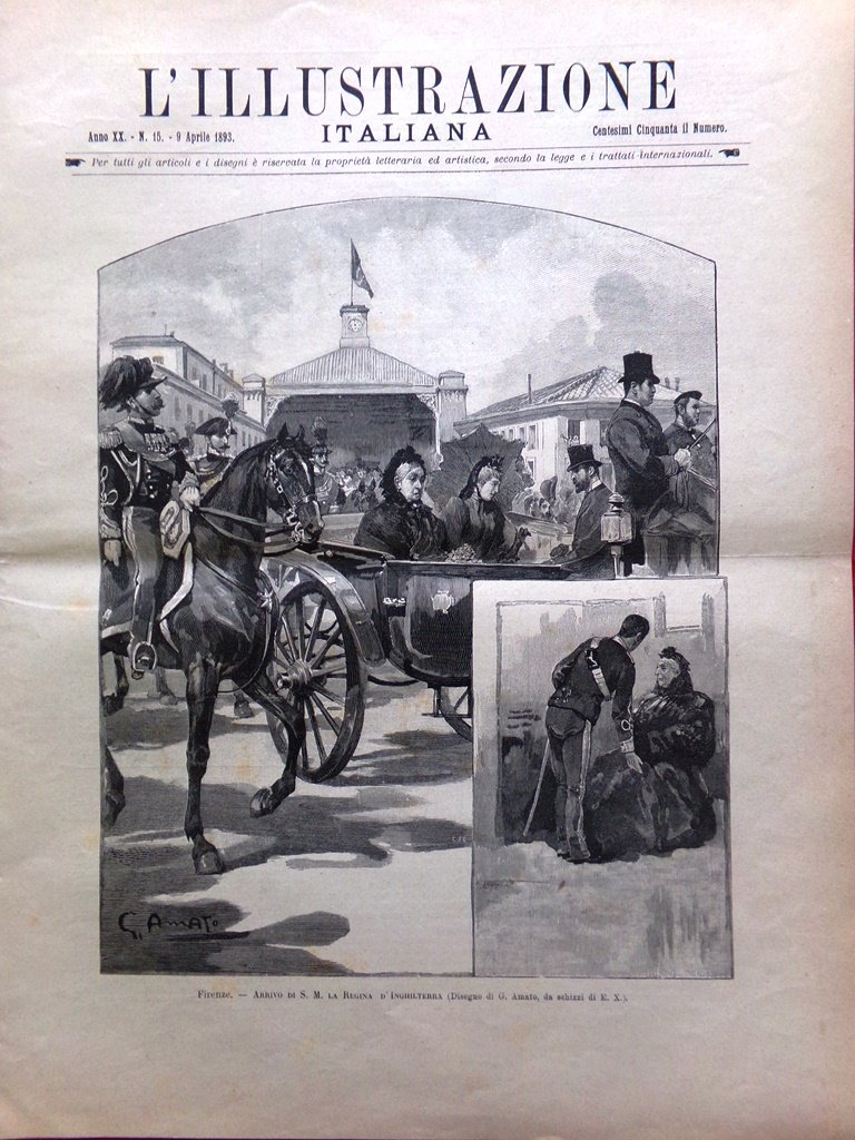 L'Illustrazione Italiana 9 Aprile 1893 Chiatamone Partenope Napoli Cuneo Chicago