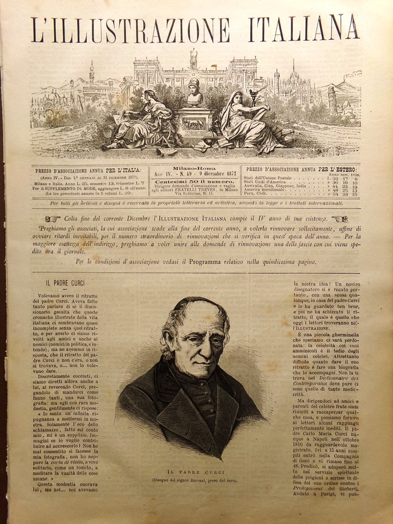 L'Illustrazione Italiana 9 Dicembre 1877 Maiella Abruzzo Chieti Mentana Erzerum