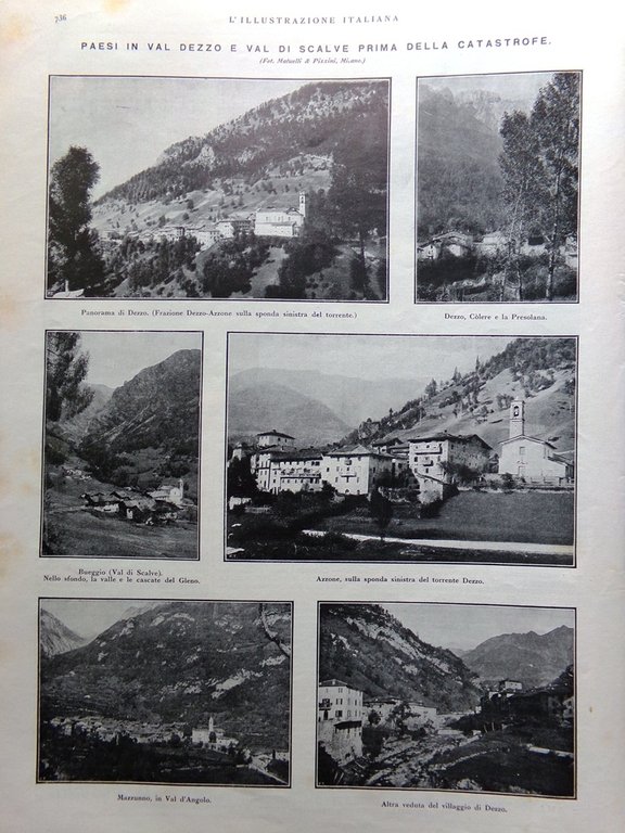L'Illustrazione Italiana 9 Dicembre 1923 Disastro del Gleno Dezzo Scalve …