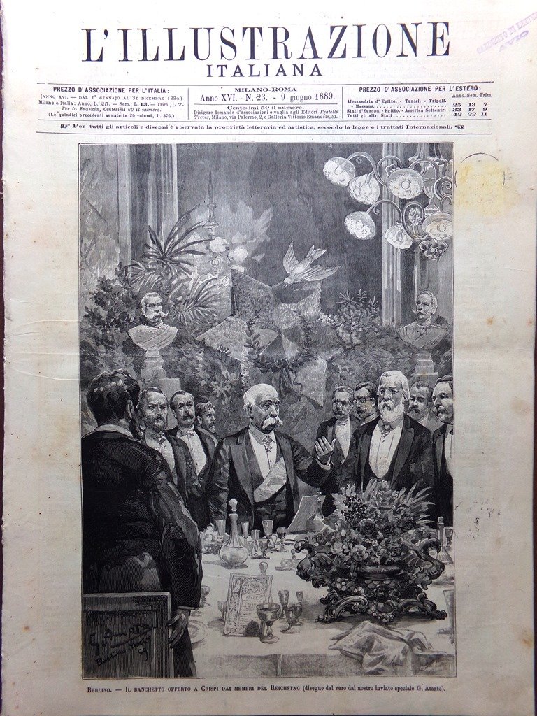 L'Illustrazione Italiana 9 Giugno 1889 Re Italia Berlino Fiori Milano …