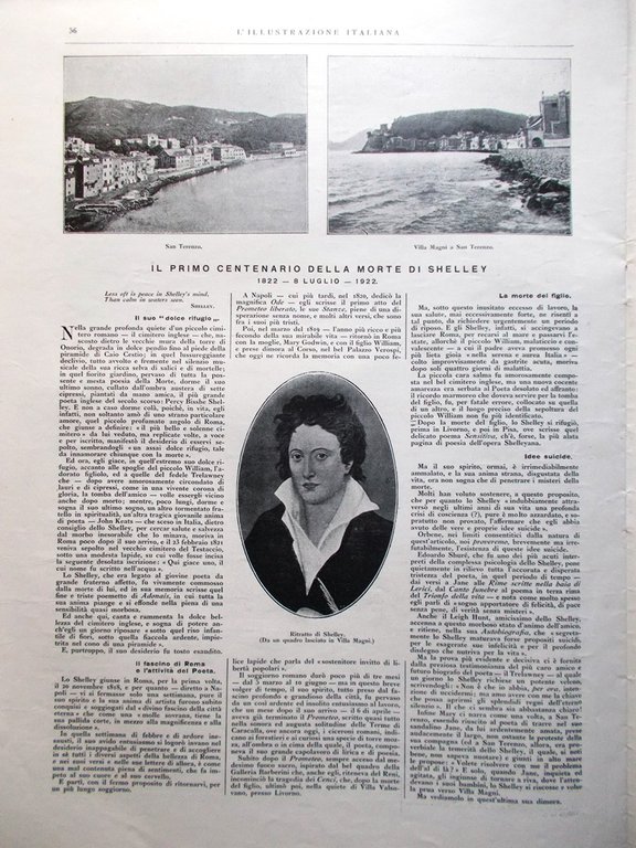 L'Illustrazione Italiana 9 Luglio 1922 Vesuvio Rathenau Shelley Orsenigo Istria