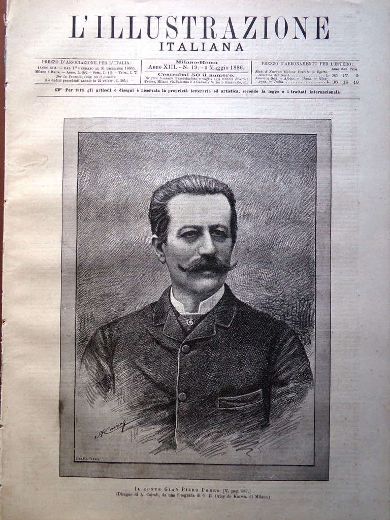 L'Illustrazione Italiana 9 Maggio 1886 Porro Licata Mandalay Bertani Verona …