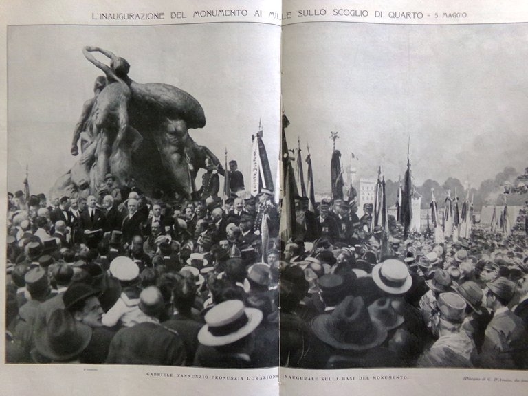 L'illustrazione Italiana 9 Maggio 1915 WW1 Monumento Mille a Quarto …