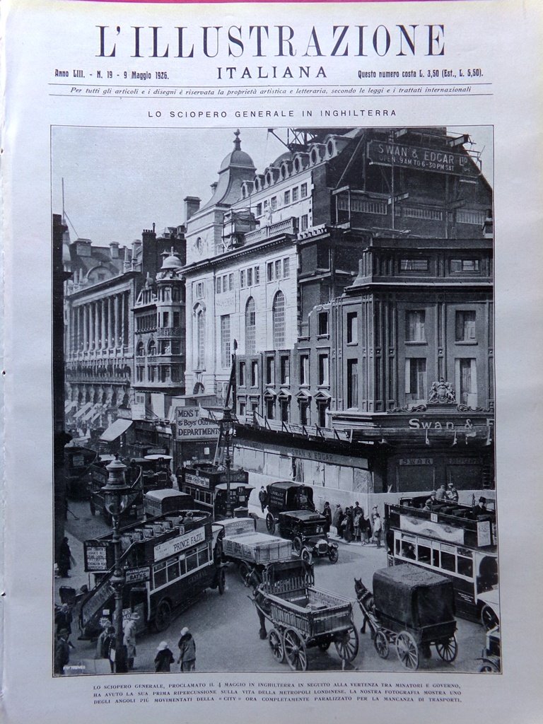 L'Illustrazione Italiana 9 Maggio 1926 Sciopero in Inghilterra Islanda Fraschini | Immagine principale