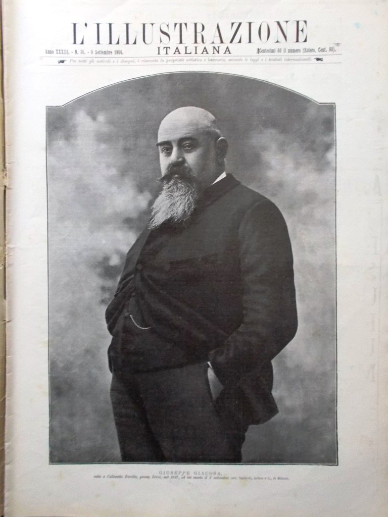 L'Illustrazione Italiana 9 Settembre 1906 Morte Giacosa Gignous Bombe Stolypin