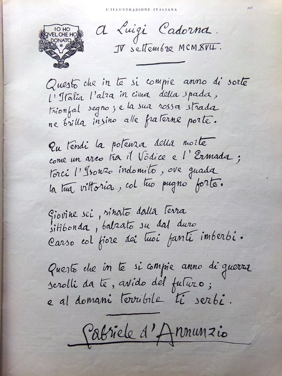 L'Illustrazione Italiana 9 Settembre 1917 WW1 Giovanni Randaccio Saint-Quentin