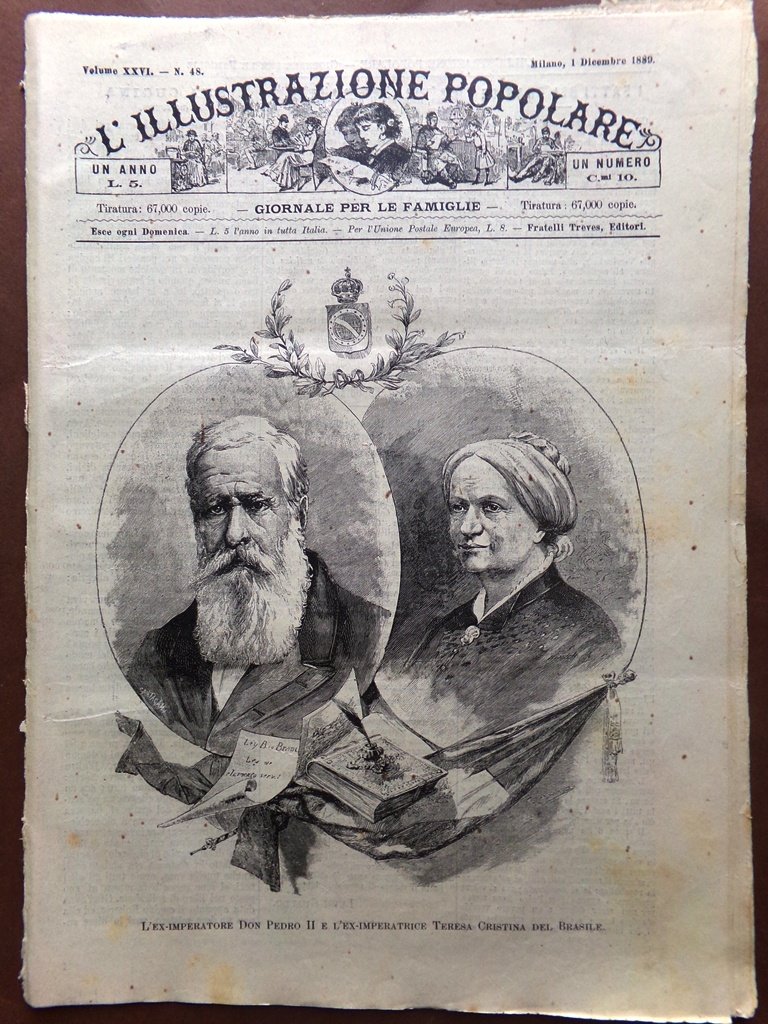 L'illustrazione Popolare 1 Dicembre 1889 Brasile Schiavi Jeannette Revere Milano