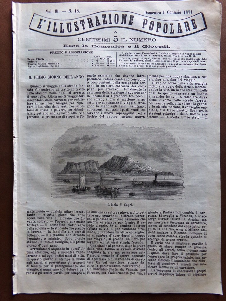 L'illustrazione Popolare 1 Gennaio 1871 Capri Assedio di Parigi Peschiera …