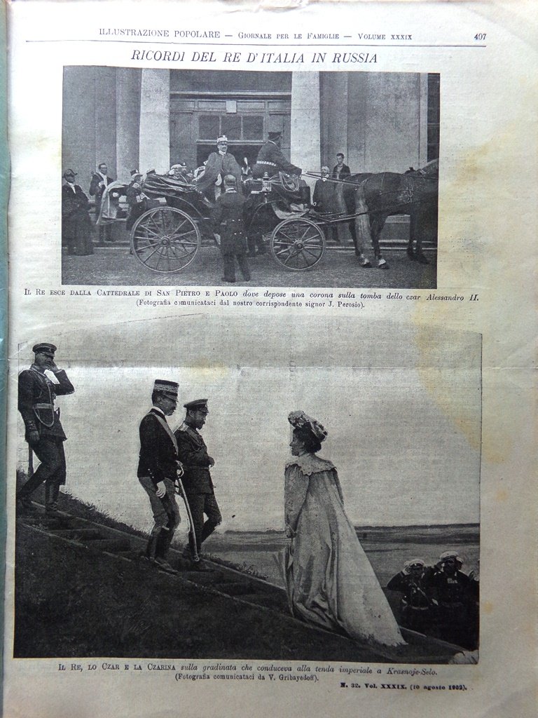 L'Illustrazione Popolare 10 Agosto 1902 Re Italia Russia Venezia Negri …