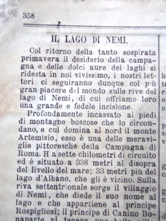 L'illustrazione Popolare 10 Aprile 1870 Battaglie Navali Lago di Nemi …