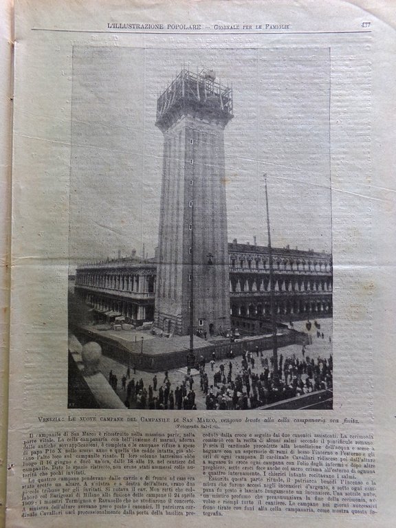 L'Illustrazione Popolare 10 Luglio 1910 Michele Carbonara Campanile Venezia Arti