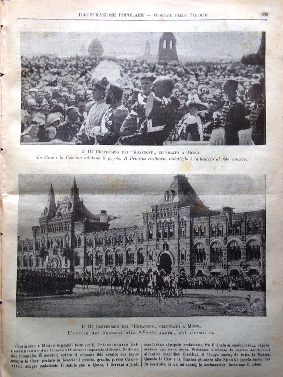 L'Illustrazione Popolare 10 Luglio 1913 Briccola Rastreador Guglielmo II Romanov
