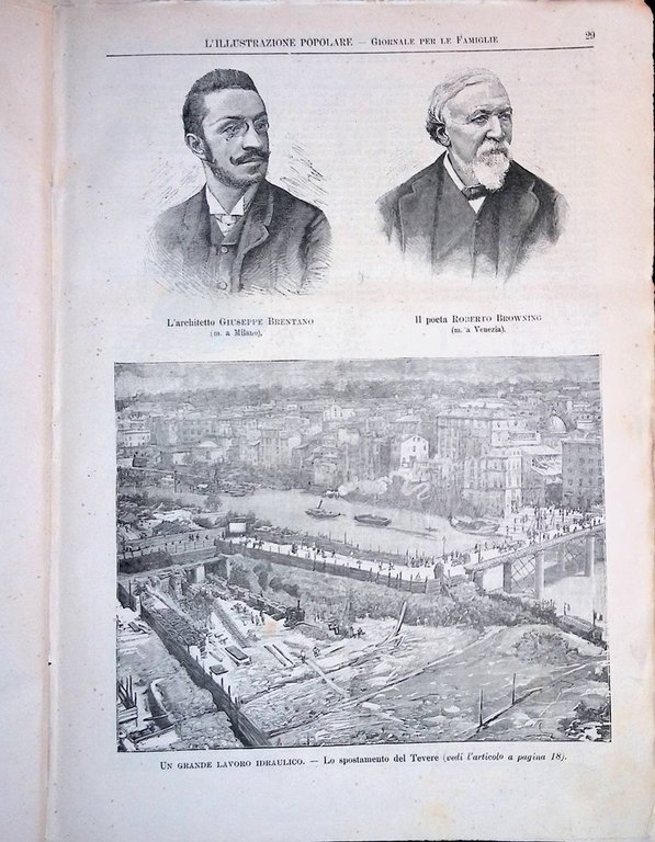 L'Illustrazione Popolare 12 Gennaio 1890 Serpa Pinto Spostamento Tevere Browning