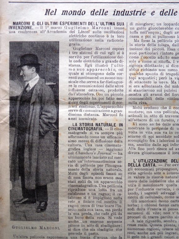 L'Illustrazione Popolare 12 Marzo 1914 Evoluzione Marconi Beolchi Ibsen Zandonai