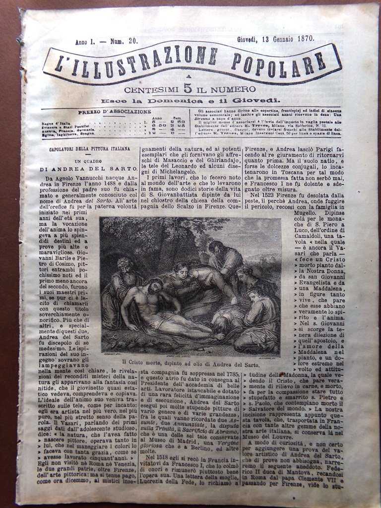 L'illustrazione Popolare 13 Gennaio 1870 Palazzo Ramsete Struzzo Del Sarto …