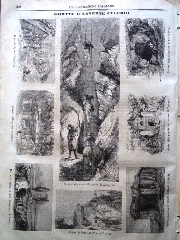 L'illustrazione Popolare 13 marzo 1870 Grotte Caverne Minatore California Pertus