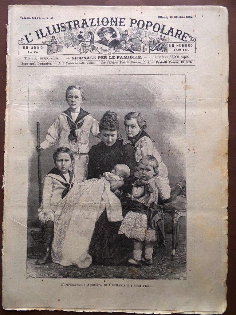 L'illustrazione Popolare 13 Ottobre 1889 Rivolta Candia Edison Augusta Germania