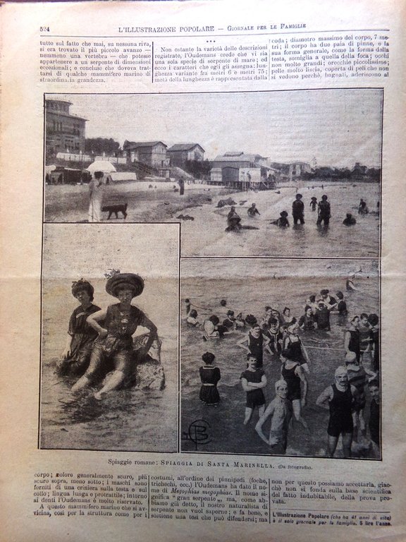 L'Illustrazione Popolare 14 Agosto 1910 Spiagge San Gregorio Venezia Ladispoli