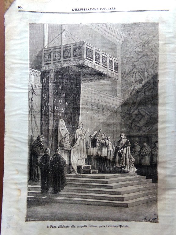 L'illustrazione Popolare 14 Aprile 1870 Processo Bonaparte Settimana Santa Roma