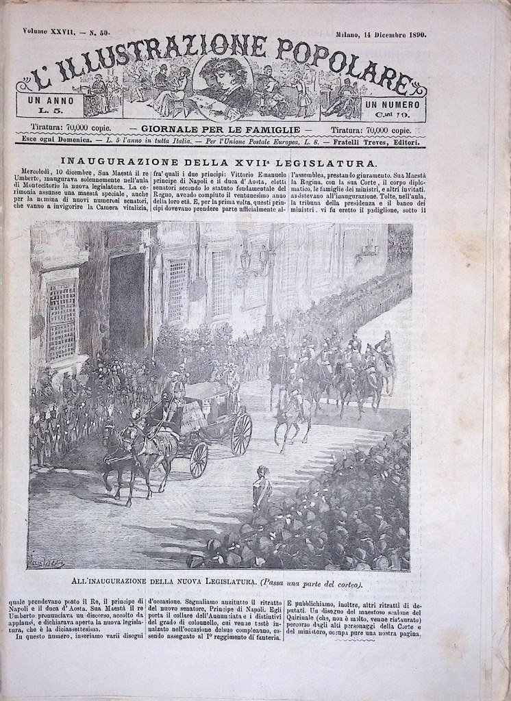 L'Illustrazione Popolare 14 Dicembre 1890 Nuovi Deputati Legislatura Quirinale