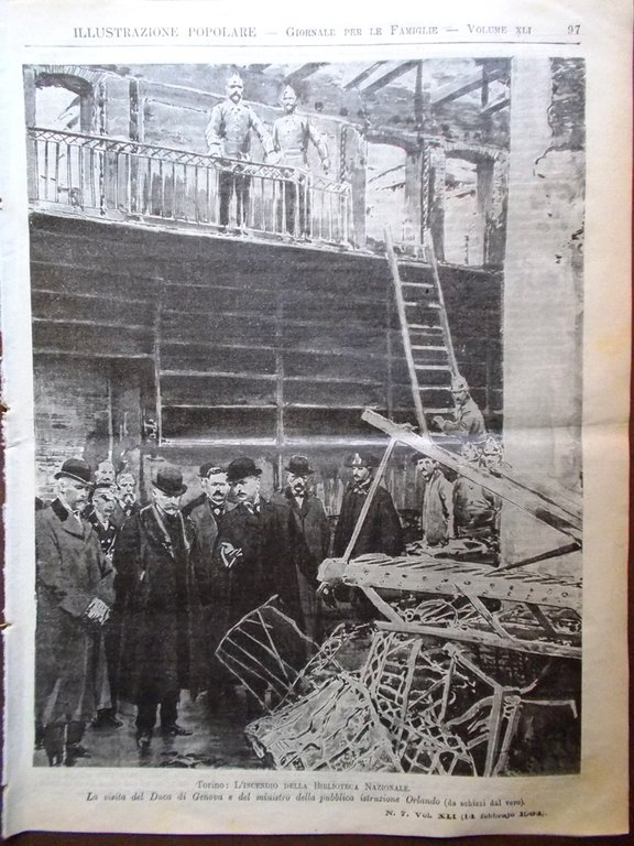 L'illustrazione Popolare 14 Febbraio 1904 Incendio Biblioteca Torino Aliz Darwin