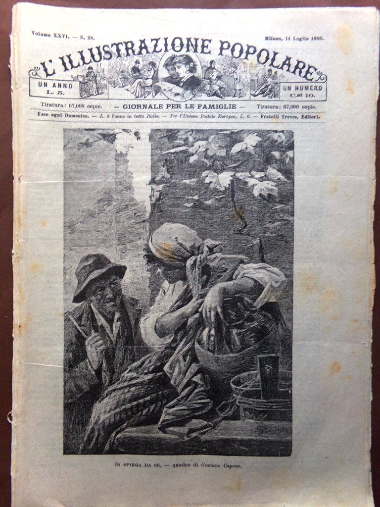 L'illustrazione Popolare 14 Luglio 1889 Lucomagno Lido Venezia Schiavitù Parigi