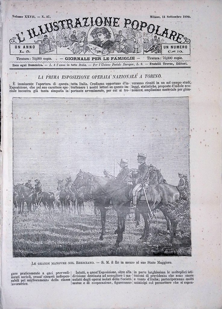 L'Illustrazione Popolare 14 Settembre 1890 Manovre nel Bresciano Lonigo Minatori