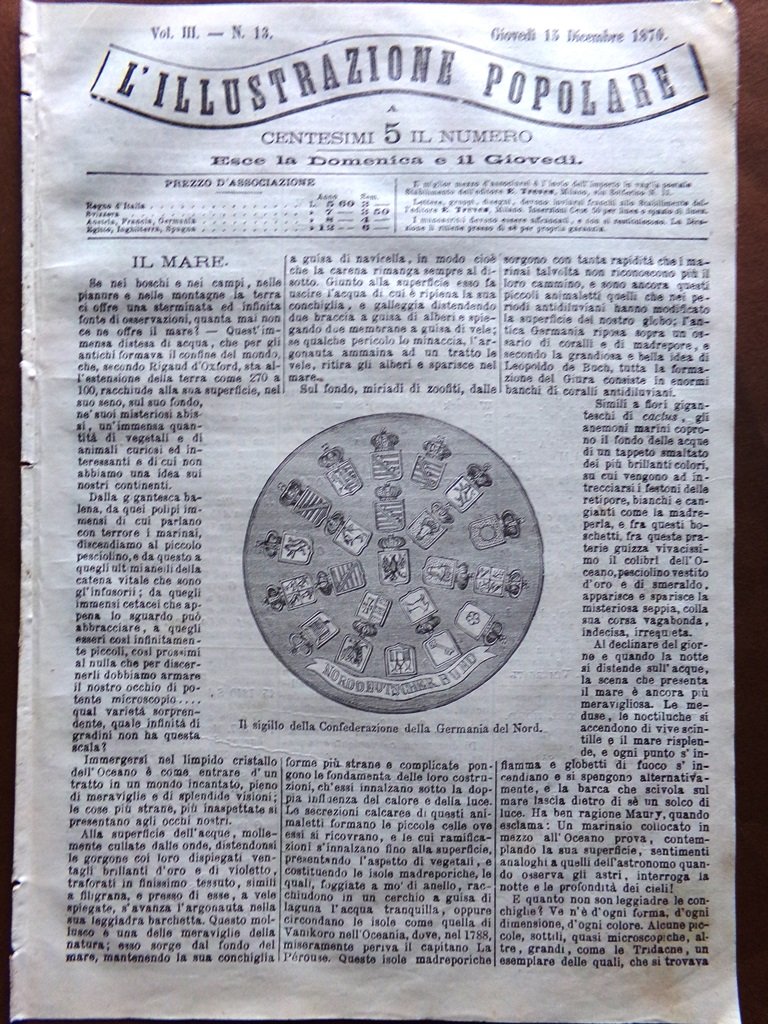 L'illustrazione Popolare 15 Dicembre 1870 Politeama Genova Rouen Difesa Parigi