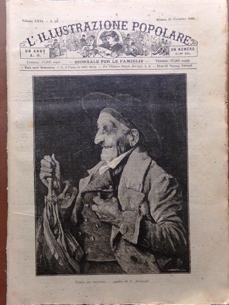 L'illustrazione Popolare 15 Dicembre 1889 Villa Verdi Manicomio Ricordi Parigi