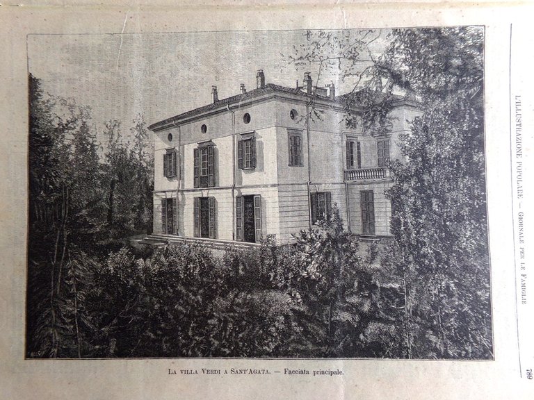 L'illustrazione Popolare 15 Dicembre 1889 Villa Verdi Manicomio Ricordi Parigi