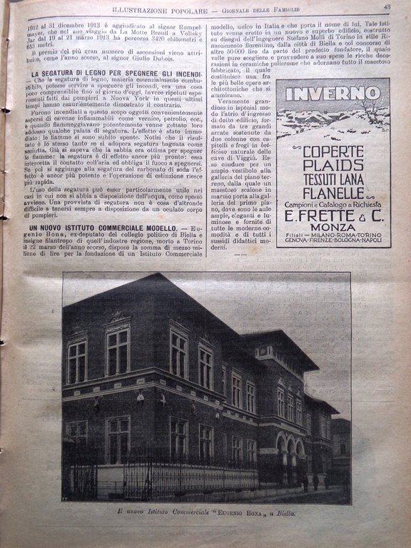 L'Illustrazione Popolare 15 Gennaio 1914 Gretry Manovre di Alpini Savoia …