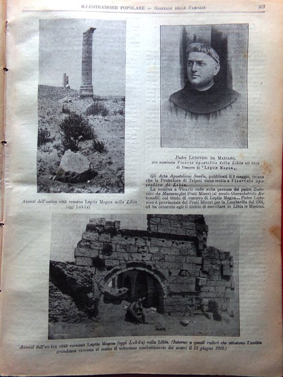 L'Illustrazione Popolare 15 Maggio 1913 Cettigne Scutari Leptis Magna Lamartine