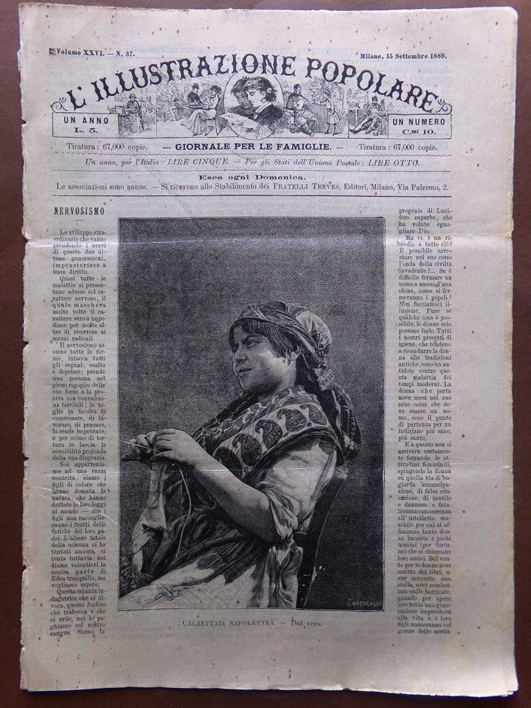 L'illustrazione Popolare 15 Settembre 1889 Edison Fonografo Re Umberto a …